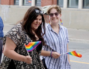 Participants in the Fierte Sudbury Pride March make their way through downtown Sudbury, Ontario on Saturday, July 16, 2022. Ben Leeson/The Sudbury Star/Postmedia Network