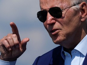U.S. President Joe Biden delivers remarks on climate change and renewable energy at the site of the former Brayton Point Power Station in Somerset, Mass., on July 20.