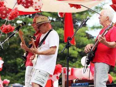 A band performs on a float during Sarnia's Canada Day parade on Friday. Terry Bridge/Sarnia Observer/Postmedia Network