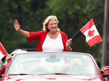 Marilyn Gladu, Sarnia-Lambton's MP, waves at the crowd during Sarnia's Canada Day parade on Friday. Terry Bridge/Sarnia Observer/Postmedia Network