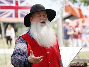 Douglas Robinson of Chatham-Kent performs as John Shaw, retelling the discovery of the Shaw Gusher in 1862. The performance was one of the attractions Saturday at Black Gold Fest at the Oil Museum of Canada in Oil Springs. (Tyler Kula/ The Observer)