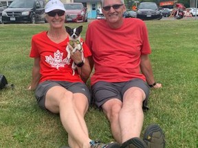 Sheila and Dan Stewart and their dog Pippy attended the dog contest held at Powell Park in Port Dover during the annual Canada Day celebration on July 1, 2022. ALEX HUNT