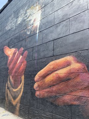 Part of the mural by artist Meaghan Kehoe in downtown Simcoe.  The work covers the side of the two-storey building at 18-20 Kent Street South and measures about 100-feet (almost 30-metres) in length.  SIMCOE REFORM