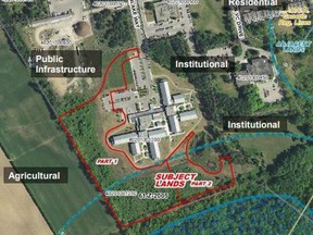 This graphic shows the location of a proposed housing development along Rob Blake Way in Simcoe. NORFOLK COUNTY/Contributed