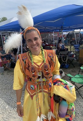Celina Cada-Matasawagon, of the Sheshegwaning First Nation on Manitoulin Island who now lives in Ottawa, competed in the Grand River Champion of Champions Powwow on Six Nations of the Grand River Territory on the weekend (July 23-24).  VINCENT BALL