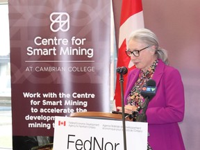 Patty Hajdu, minister responsible for FedNor, announces a $2M investment in electric vehicle projects in Sudbury.