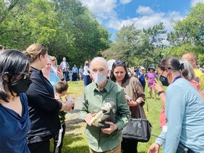 Jane Goodall makes her way through Bell Park on Thursday to help the city mark a regreening milestone. The chimp expert and fierce advocate for habitat protection first visited the city 20 years ago to learn about the environmental transformation that was underway.