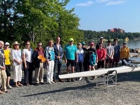 Sudbury Rowing Club celebrates its $6,000 Trillium Foundation grant. The club purchased equipment to help increase membership. Supplied