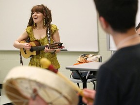 In this file photo, Mimi O'Bonsawin leads a rythm and Aboriginal culture workshop at Conseil scolaire catholique du Nouvel-Ontario's Melomanie music and artistic workshops at College Boreal in Sudbury, Ont. John Lappa/Sudbury Star/Postmedia Network