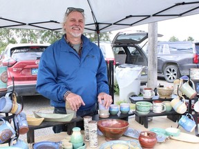 Dean Levesque was at the Mountjoy Farmers Market on Saturday to sell original ceramics from Wawaitin Clay Works, the business he has run with his wife Linda Guiho for over 30 years.  NICOLE STOFFMAN/The Daily Press