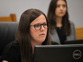 Jessica Davies, senior consultant with Commerce Management Group, presented an update on the Claybelt Agricultural Project to Timmins city council on Tuesday evening.

ANDREW AUTIO/The Daily Press
