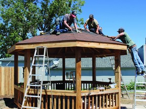 A new gazebo was built last week along Milo's Centre Street. More than 20 people, including Milo Lions Club members, community members and Village of Milo staff, have helped out with the project. The gazebo is designed to honour past Milo Lions Club members and celebrate new members. STEPHEN TIPPER