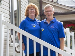 Sandra and David McCandless are volunteers with the Billy Graham Evangelistic Association of Canada, a Christian disaster organization, and have travelled to Toronto six times to greet charter flights of Ukrainian refugees. Derek Ruttan/Postmedia