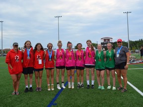 Several athletes and coaches from the Owen Sound North Stars girls' field lacrosse program represented the region well at the Ontario Summer Games in Mississauga this past weekend, including for N'Stars who are coming home with gold medals. From left to right: Lyndsay Brooks, Gillian Warren, Laine Nissen, Bree Wilkins, Cassidy Lowe, Brooklyn Doyle, Edyn Beyer, Aliyah Bonterre, Dani Strong, Katlyn Strong and Kelly Wilkins. Photo submitted.