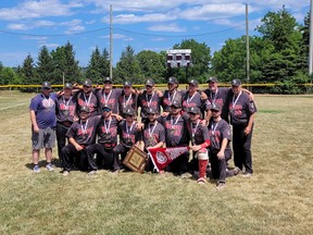 The Owen Sound Selects under-23 squad won three-straight games in Woodstock to earn back-to-back Ontario Amateur Softball Association elimination championships and book their ticket to nationals in August. Photo submitted.