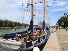 The Royal Canadian Navy's HMCS Oriole is visiting Owen Sound and docked along the east inner harbour by the Mudtown Station Brewery until at least 4 p.m. Thursday. People may tour the 101-year-old ship Thursday between the hours of 10 a.m. and 4 p.m., before it heads to Collingwood as part of its 2022 Great Lakes Deployment. Greg Cowan/The Sun Times