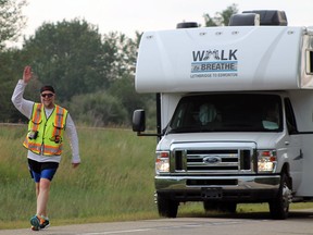 Edmonton's Chris Sadleir came through Maskwaics, Wetaskiwin and Millet last yearon his 500 kilometer, $50,000 journey from Lethbridge to Edmonton during his second Walk to Breathe to raise money and awareness of lung disease. This year, his health is forcing him to root from the sidelines.
Christina Max