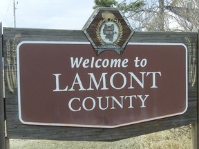 Lamont County sign. Photo, file.