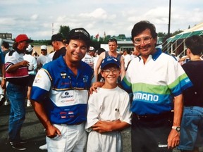 Jeff Gustafson at his first KBI tournament in 1993, along with famous Canadian angler Bob Izumi and Kenora angler Gord Pyzer.