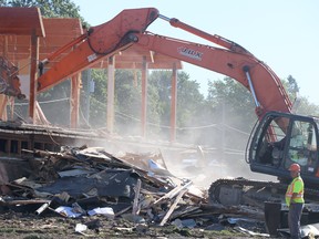 Demolition of Royal Canadian Legion Branch 25 as seen from Great Northern Road on Tuesday, Aug. 9, 2022 in Sault Ste. Marie, Ont. (BRIAN KELLY/THE SAULT STAR/POSTMEDIA NETWORK)