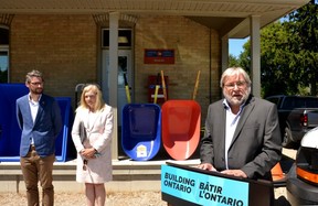 North Perth Mayor Todd Kasenberg, who also sits on SWIFT's board at Perth County's representatives, speaks at Friday's announcement about the importance of connecting rural Perth County communities with high-speed internet.  (Galen Simmons/The Beacon Herald)