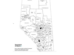 Rural municipal boundaries map from Alberta Agriculture, GOA.