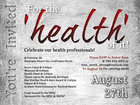 On Aug. 27, a celebration for local healthcare workers will be held at the Dunvegan Motor Inn and is invitation only.