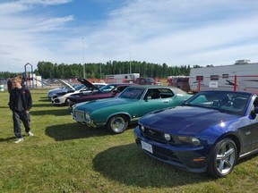 About 15 classic cars were on display at the recent Whitecourt rodeo and will likely be out again when the Canadian Coasters classic car convoy comes to the Forest Interpretive Centre on Thursday. Photo courtesy Lana Miller