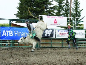 The Pincher Creek Pro Rodeo hosted at the Pincher Creek Agricultural Society, 209 Canyon Drive, included bull riding.