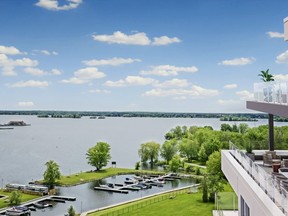 An MDM Developments Porta Condominiums rendering shows a penthouse view of the Bay of Quinte from one of three 15-storey residential towers proposed for Belleville's downtown core. The tri-tower community to be constructed to the north of the Ramada by Wyndham Belleville hotel will deliver nearly 300 suites. An open house for prospective buyers will be held Saturday at the 7.2-acre site. MDM DEVELOPMENTS