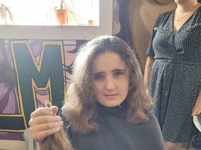 Samantha Degagne donated her locks to Chai Lifeline Canada, based in Toronto. She was one of almost 150 children and teens to attend OutLoud for a free haircut Sunday.