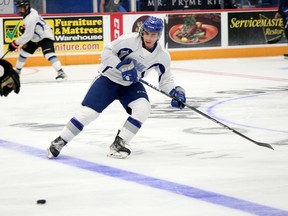 Sudbury Wolves forward Alex Assadourian participates in a drill during prospect orientation camp at Sudbury Community Arena in Sudbury, Ontario on Monday, August 29, 2022.