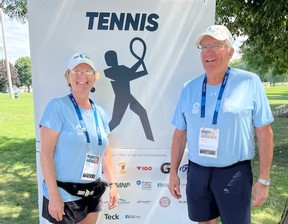 Tennis administrator Neil Lind, right, with partner Beth Goodmurphy at the 2022 Canada Summer Games.