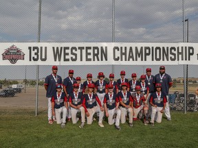 The U13 AAA Parkland Twins have become the first Alberta team in their division to win the Baseball Canada National Western Championship. Photo submitted.