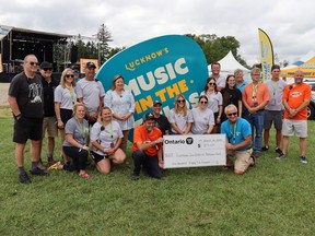 On Aug. 26, Huron-Bruce MPP Lisa Thompson visited Lucknow's Music in the Fields to present a cheque for $185,000 in funding through the Province’s Reconnect Ontario program. Photo by Kelly Kenny/Lucknow Sentinel.