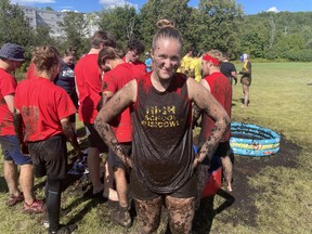Andrea Miles takes part in the Mud Olympics, held Wednesday as part of Nipissing University's orientation week.