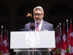 Ontario's Progressive Conservative government is planning to bypass public hearings in order to quickly pass controversial long-term care legislation. Long-Term Care Minister Paul Calandra, shown in Toronto, June 24, 2022, has said it will free up badly needed acute care beds in hospitals. THE CANADIAN PRESS/Nathan Denette