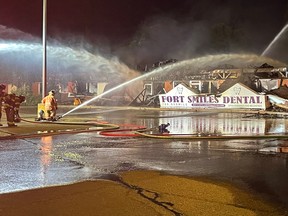 Fort Saskatchewan RCMP and Fire and Emergency Services responded to a business fire near 99 Avenue and 104 Street early on Aug. 14. Photo supplied.