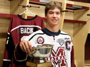 Defenceman Blain Bacik was named the Chatham Maroons' captain in Chatham, Ont., on Saturday, Aug. 20, 2022. Mark Malone/Chatham Daily News/Postmedia Network