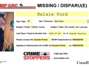 Grande Prairie RCMP want help to find Kelsie Ford. There is concern for her wellbeing.