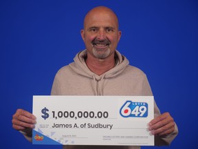 James Armstrong of Sudbury won $1 million playing Lotto 6/49. OLG photo.