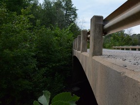 The bridge on Lyn Valley Road is shown here.