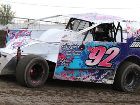 Keira Turner (No. K92) is having a strong 2022 racing season. It is the 15-year-oldÕs second full schedule of action in the Novice Sportsman-Modified class at Brockville Ontario Speedway. JIM CLARKE/Clarke Motorsports Communications/First Draft Media