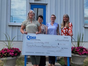 Pictured during the Quinte & District Association of REALTORS¨ (QDAR) cheque presentation to United Way HPE are (left to right) Amanda Keene, Melanie Cressman from United Way HPE, Lisa Comerford and Heather Thompson. SUBMITTED