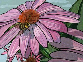 A painting by artist Kelly Greene, titled Her Reciprocal Love with Coneflower, is part of her exhibition, In My Dreams, on display at the Glenhyrst Art Gallery in Brant until September 25.