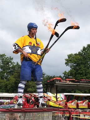 Karl (Paz) Pazdernik brought his unique brand of Canadian humor and entertainment to Tillsonburg on the weekend.  The Hockey Circus Show was a popular addition to this year's Tillsonburg Tri-County Fair.  CHRIS ABBOTT