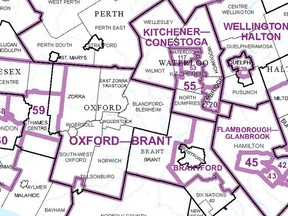 Brantford-Brant will be split into three federal ridings if a proposed plan to redraw the boundaries in Ontario is approved. Electoral Boundaries Commission