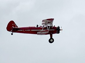 Sarnia pilot Bruce Bond flew his 1941 Boeing Stearman into Flight Fest on Saturday at the Chatham-Kent Airport.  PHOTO Ellwood Shreve/Chatham Daily News