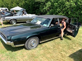 Wheatley resident Wayne Carter proudly displays his 1967 Thunderbird with suicide doors that he inherited from his father.  He brought it to the Bothwell Optimist/Old Autos Car Show for the first time on Saturday.  PHOTOEllwood Shreve/Chatham Daily News.