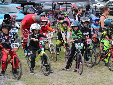 A staging area with riders ready to compete. Photo on Sunday, August 31, 2022, in Cornwall, Ont. Todd Hambleton/Cornwall Standard-Freeholder/Postmedia Network